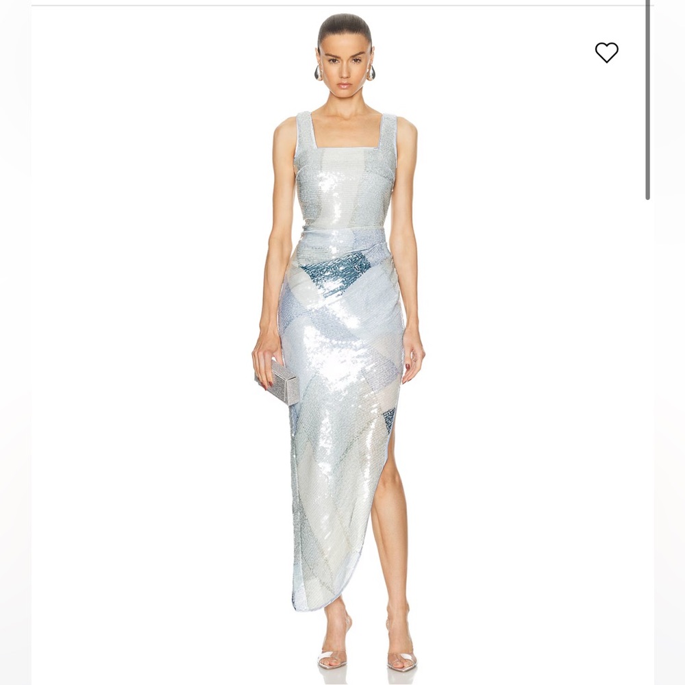 Cult Gaia Junie Silver Blue Sequin Dress Small